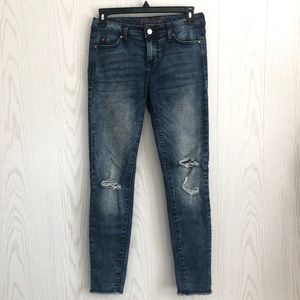 EUC Celebrity Pink Distressed Mid Rise Ankle Skinny Jeans Size 3/26